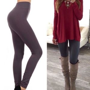 Fleece Charcoal Leggings One Size Fits Most